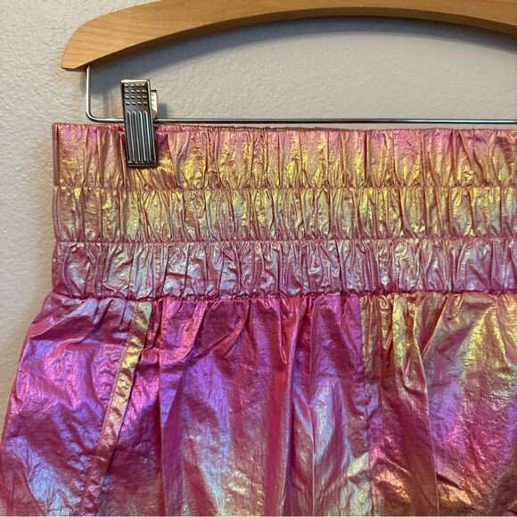 Simply Southern Metallic Pink Athletic Shorts with Elastic Waistband - Picture 3 of 5